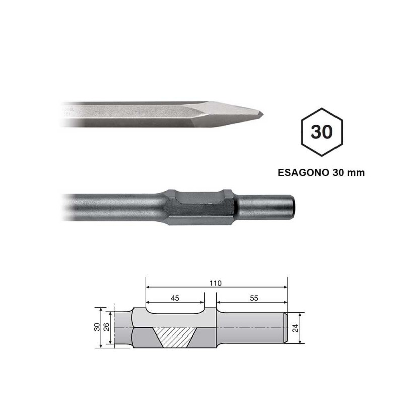 Scalpello A Punta Hitachi 400 Mm SDS MAX - HTA750991K