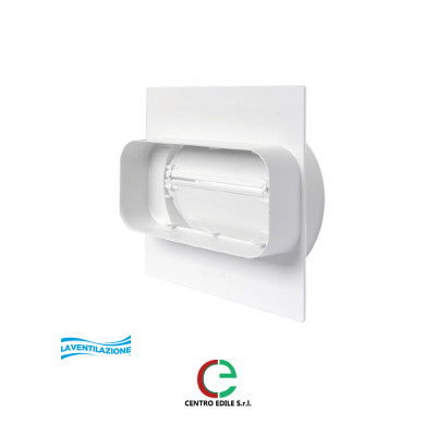 LA VENTILAZIONE PLACCA PMV126B CON VALVOLA ANTIRITORNO PER PASSAGGIO A MURO DA TUBO RETTANGOLARE A TUBO TONDO Ø 100 mm -Centro E