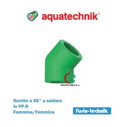 Gomito a 45° a saldare Fusio-Technik 
 in PP-R Femmina/Femmina serie 63508 di Aquatechnik