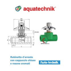 Rubinetto d’arresto a saldare Fusio-Technik in PP-R con cappuccio chiuso SDR 5 serie 40921 di Aquatechnik