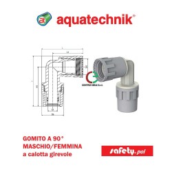 Gomito 90° maschio/femmina Safety-Pol in PPSU a calotta girevole di Aquatechnik