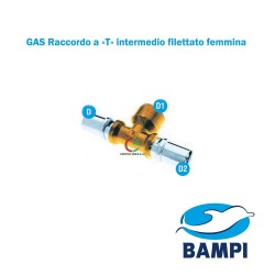 Raccordo a «T» intermedio filettato femmina GAS a pressare della serie MP GAS di Bampi Spa