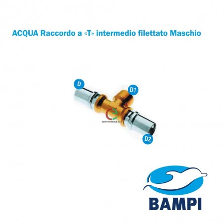 Raccordo a «T» intermedio filettato Maschio a pressare, serie MP di Bampi Spa